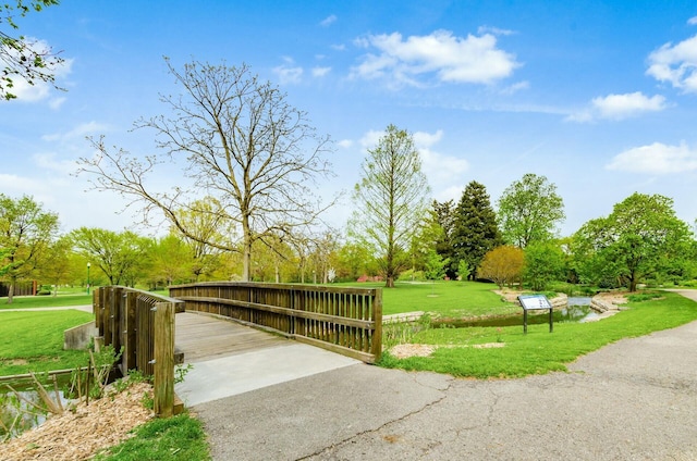 view of home's community with a lawn