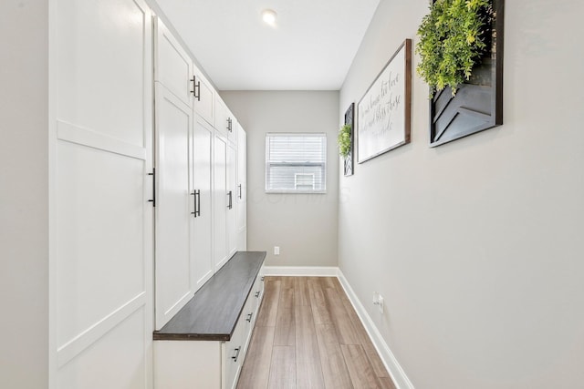 mudroom featuring light wood-type flooring