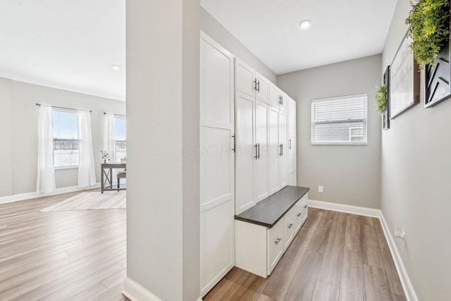 mudroom featuring light wood-type flooring