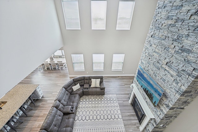 living room featuring hardwood / wood-style floors and a healthy amount of sunlight