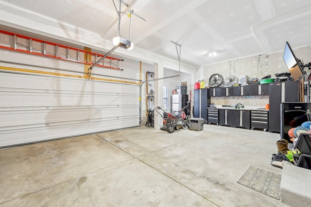 garage with a garage door opener