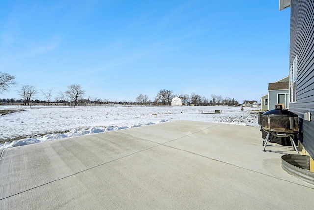 view of yard layered in snow