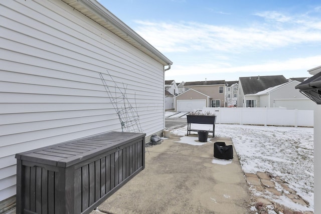 view of snow covered patio