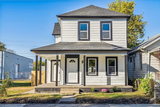 view of front facade featuring covered porch