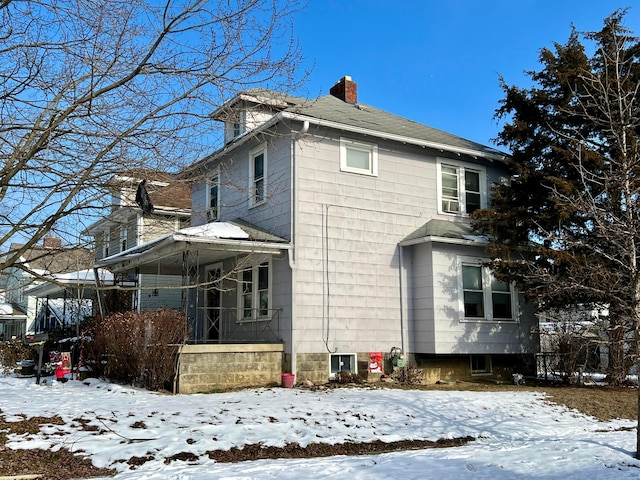 view of snow covered exterior