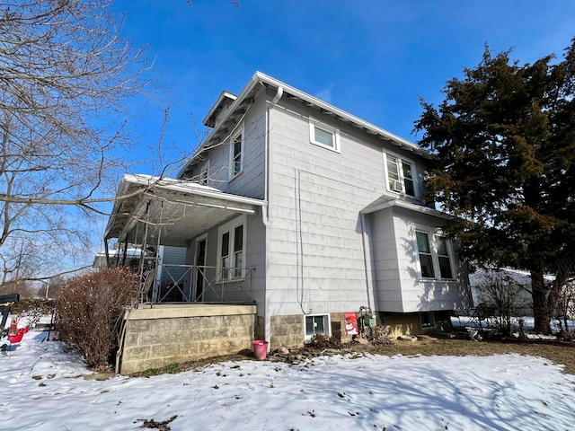 view of snow covered exterior