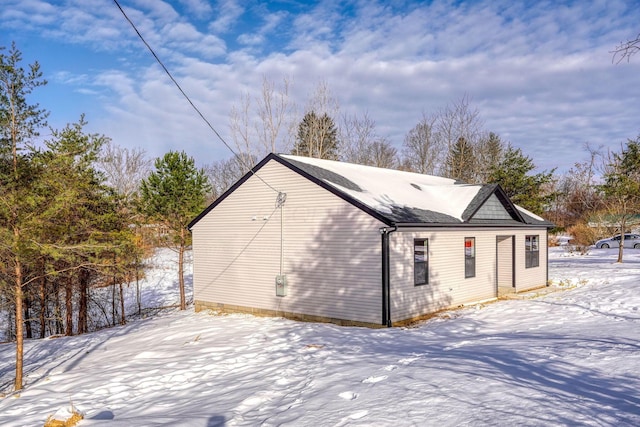 view of snow covered exterior