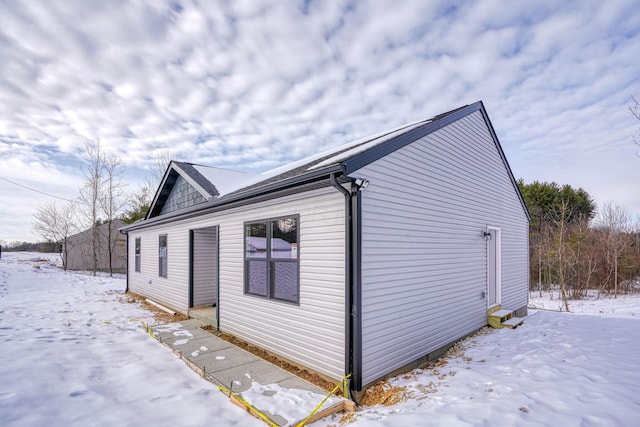 view of snow covered exterior