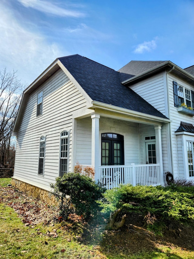 view of home's exterior with french doors