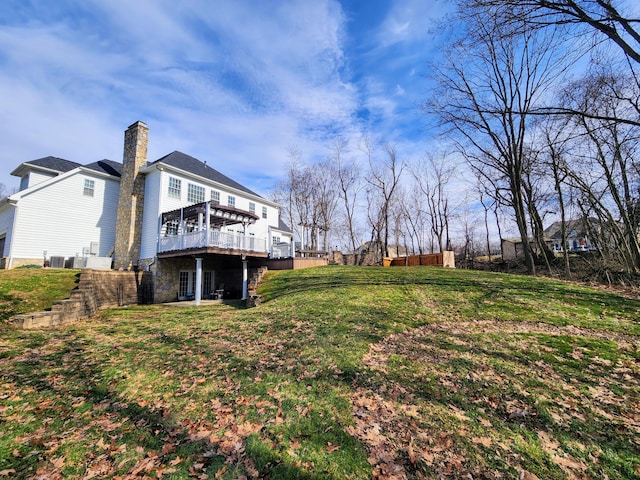 view of yard featuring a deck