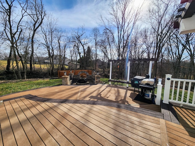 wooden deck with grilling area