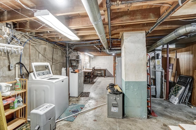 basement with independent washer and dryer