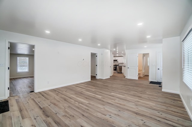 unfurnished living room featuring light hardwood / wood-style floors