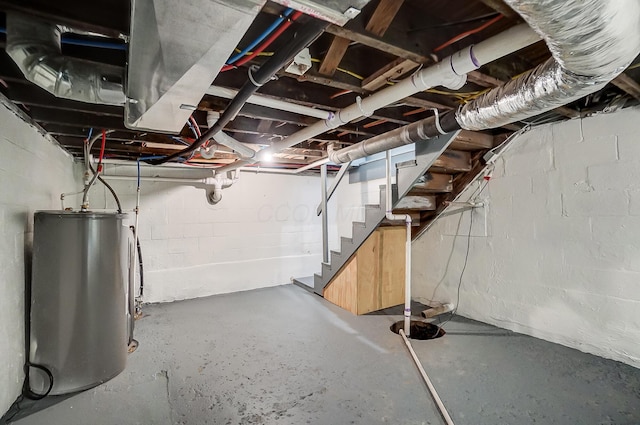 basement with water heater