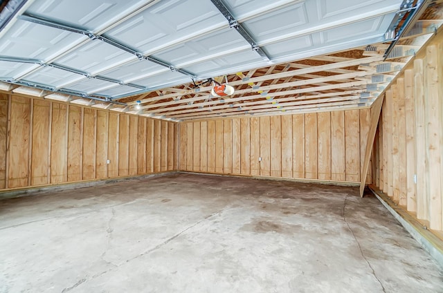 garage with a garage door opener