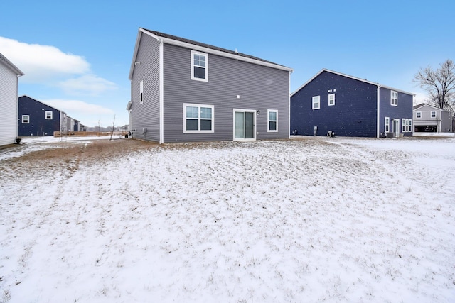 view of snow covered property