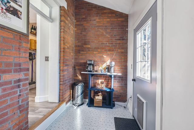 entryway with lofted ceiling