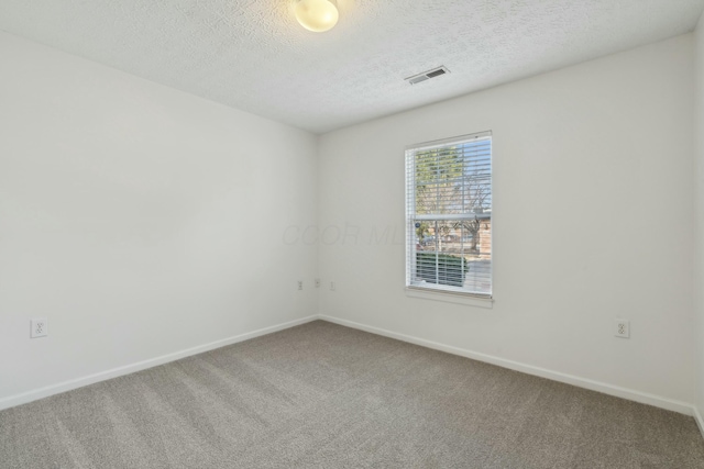 empty room featuring carpet floors and a textured ceiling