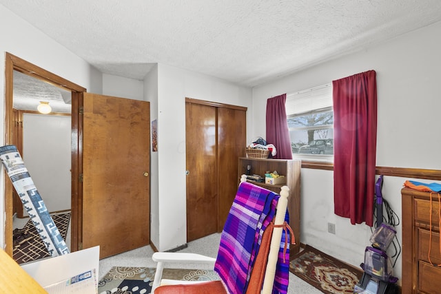 interior space with a textured ceiling