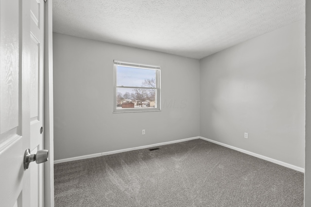 unfurnished room featuring carpet floors and a textured ceiling