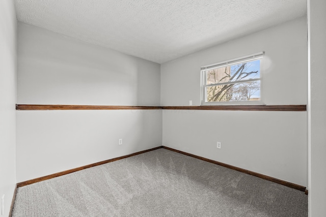 spare room with a textured ceiling and carpet floors