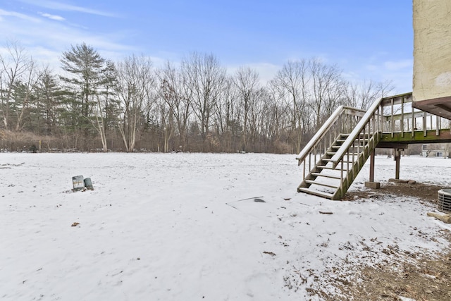 view of yard covered in snow