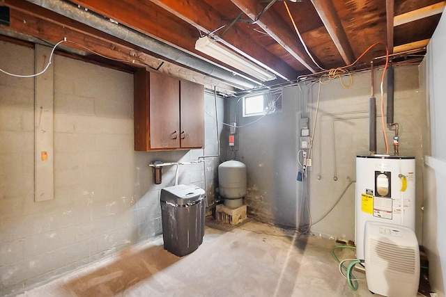 basement featuring water heater