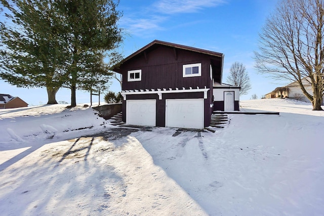 exterior space with a garage