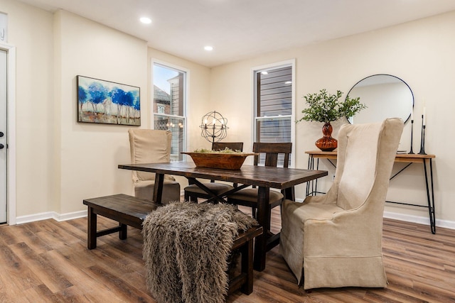 dining room with hardwood / wood-style flooring