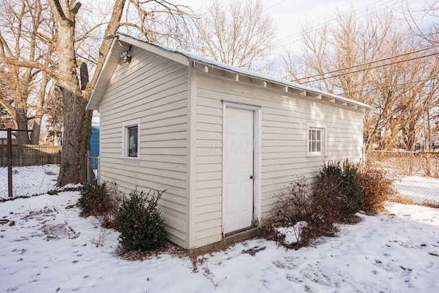 view of snow covered structure