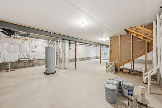 basement featuring gas water heater