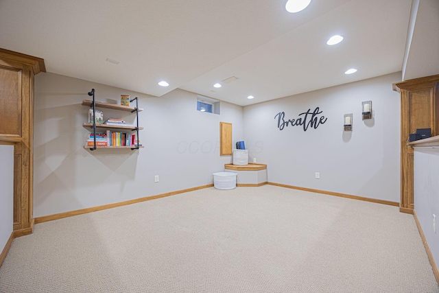 basement featuring carpet floors