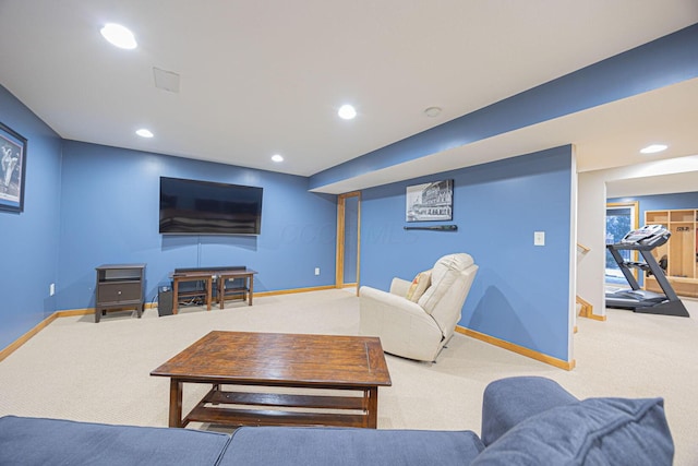 living room featuring carpet floors