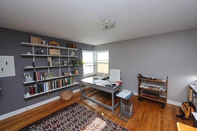 office area with hardwood / wood-style floors