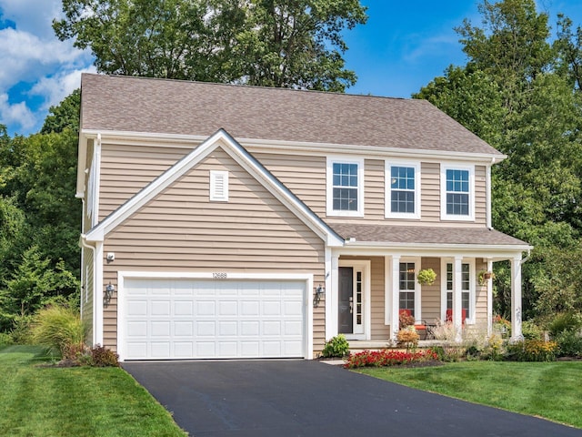 view of front of property featuring a porch and a front lawn