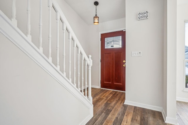 foyer featuring dark hardwood / wood-style floors