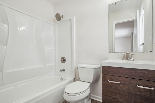 full bathroom featuring vanity, toilet, and shower / bath combination