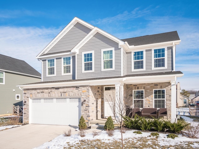 view of front of house with a garage