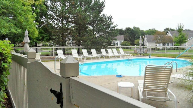 view of swimming pool with a patio