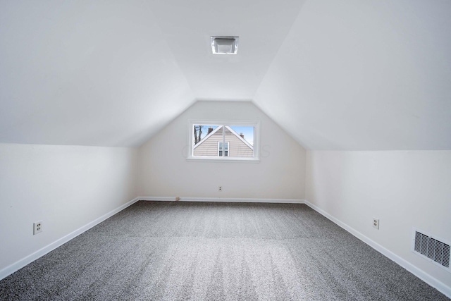 additional living space featuring carpet and vaulted ceiling