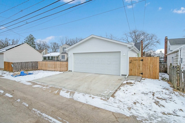 view of snow covered garage