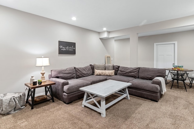 living room with carpet floors