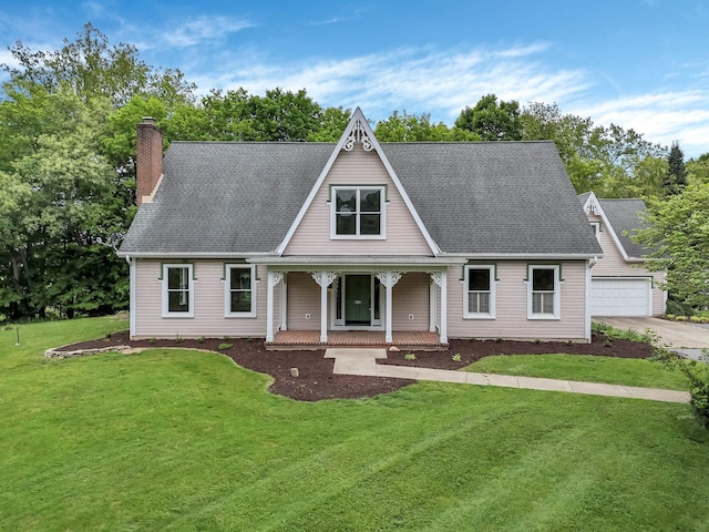 1859 Hardscrabble Rd, Alexandria, OH 43001 - view of front facade with a porch, a front yard, a chimney, and a garage