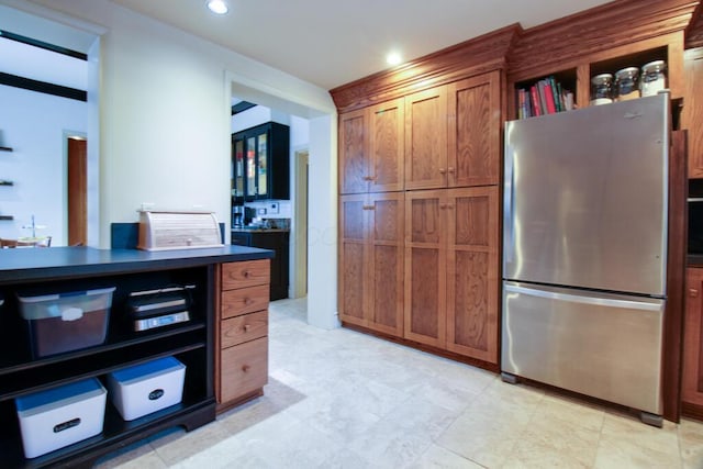 kitchen with stainless steel refrigerator