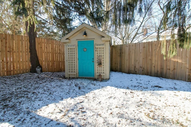 view of snow covered structure