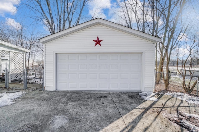 view of snow covered garage