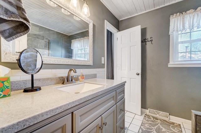 bathroom featuring vanity and tile patterned floors