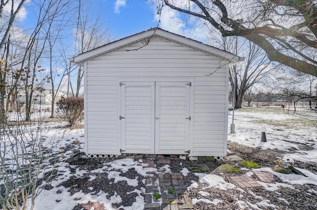 view of snow covered structure