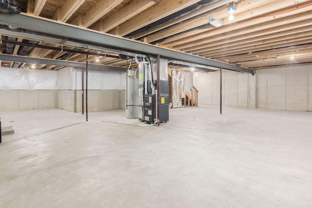 basement with heating unit