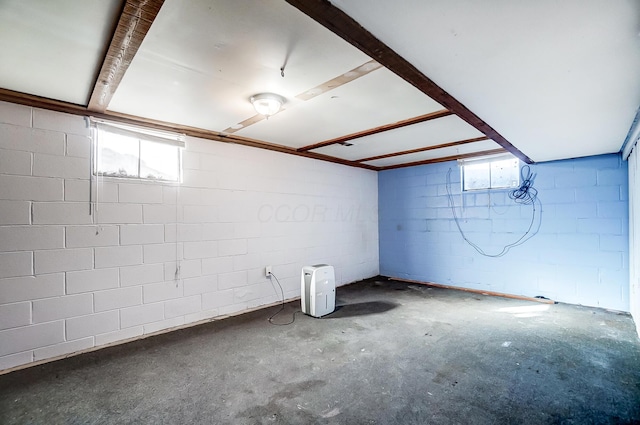 basement with plenty of natural light